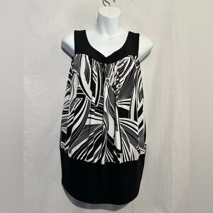 B Wear Black White Abstract Print Sleeveless Top | XL